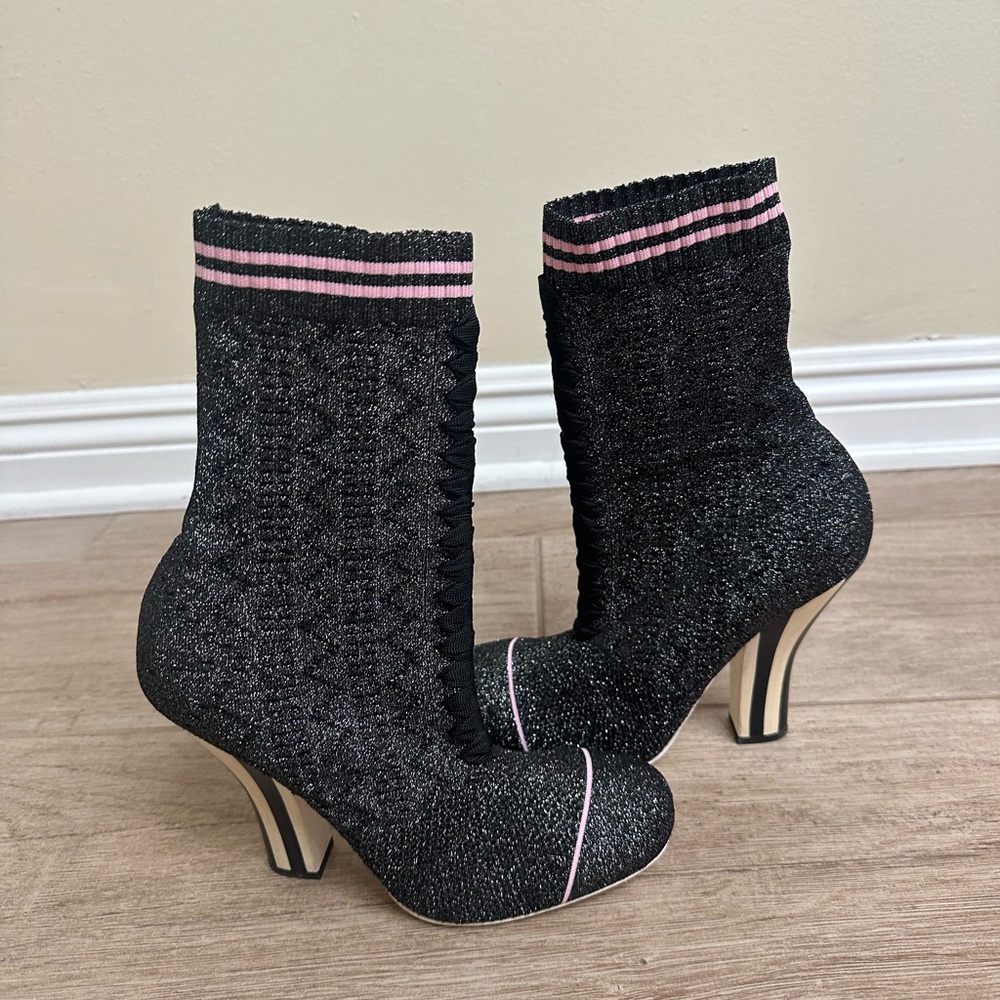 Fendi Lurex Silver Ankle Boots Shoes - Picture 2 of 12